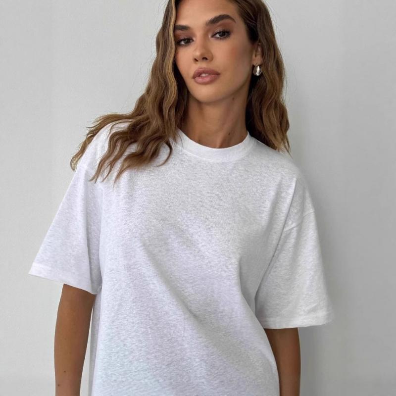 Summer New Women'S Loose Casual Solid Color T-Shirt With A Stylish, Simple, And Unique Design