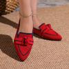 Pointed Toe Plus Size Flat Single Fall New Shallow Bow Knit Breathable Slip-on Soft Sole Non-Slip Low Top Shoes