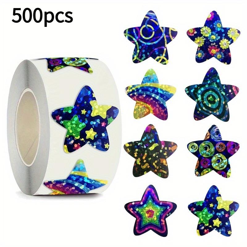 

500pcs Glitter Star Stickers-Self-Adhesive Multicolor Sparkling Stars with Iridescent Shine,Glossy Paper Sheets for DIY Crafts