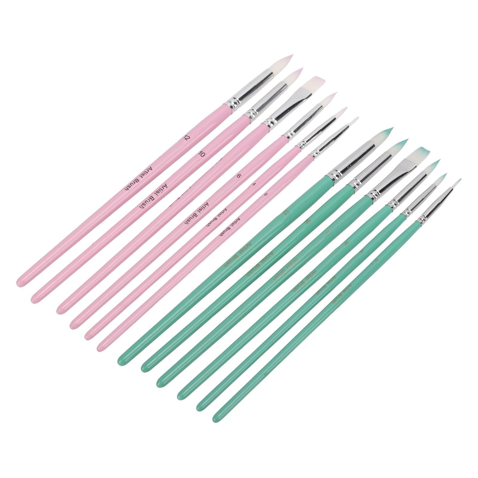 

12 шт. нейлоновая кисть для рисования, моющаяся, очищаемая, нейлоновая шерсть, материал, разные цвета, легкий вес