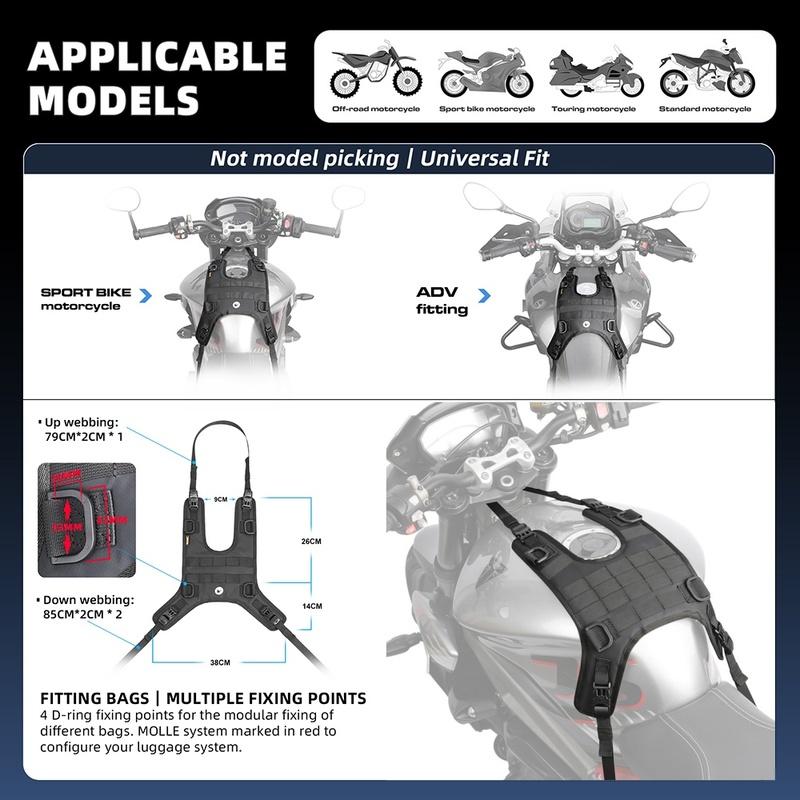 Universal Multi-Purpose Motorcycle Tank Bag Base Off-Road Compatible with Motorcycle Tank Vests Set