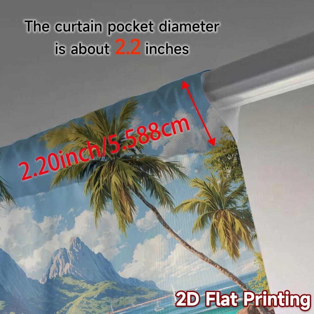 Set Of 2 Flat Printing Curtains Without Rod Tropical Bliss Chic Window Curtain Versatile Polyester Gifts Perfect Made