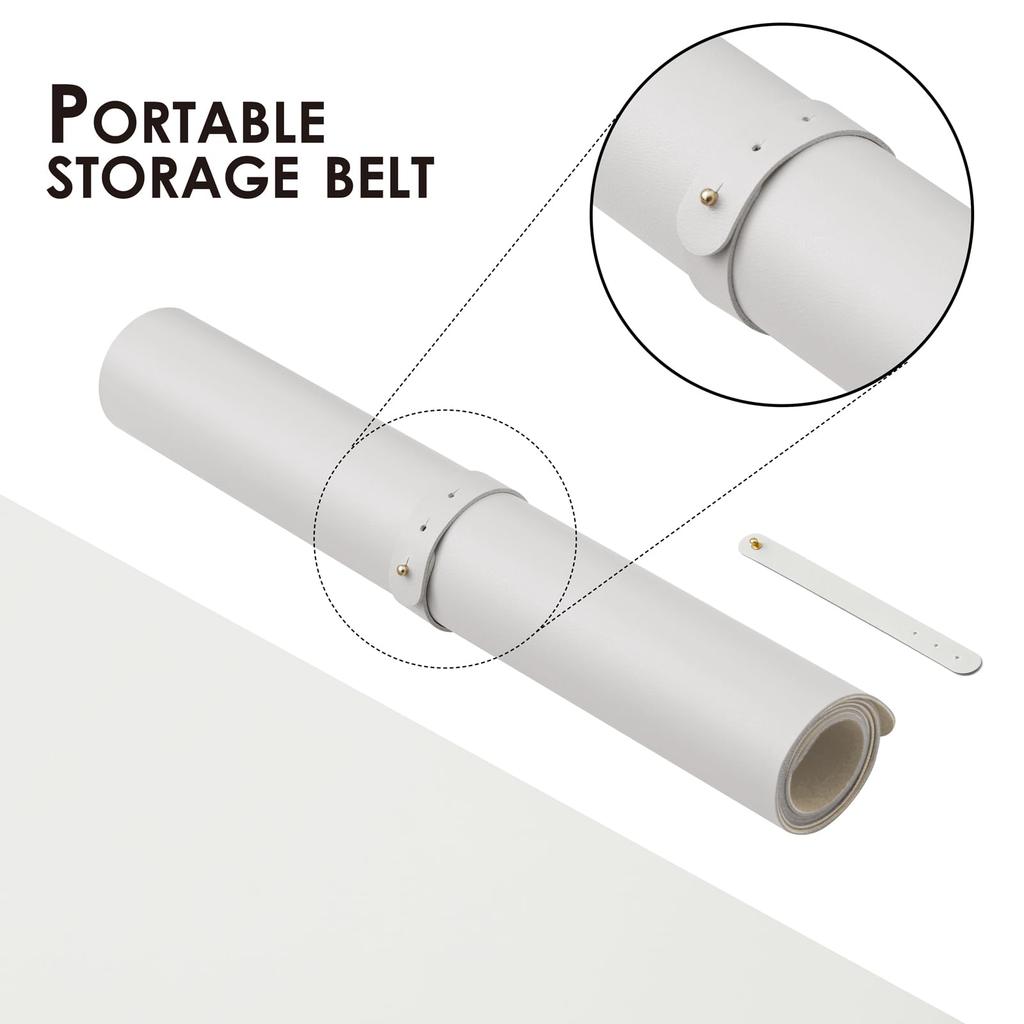 Double-Sided Leather Desk Pad, PU Desk Mat, Waterproof Desk Protector, Desk Mouse Pad for OfficeHomeGamingDecoration (White with Cream, 90cm43cm)
