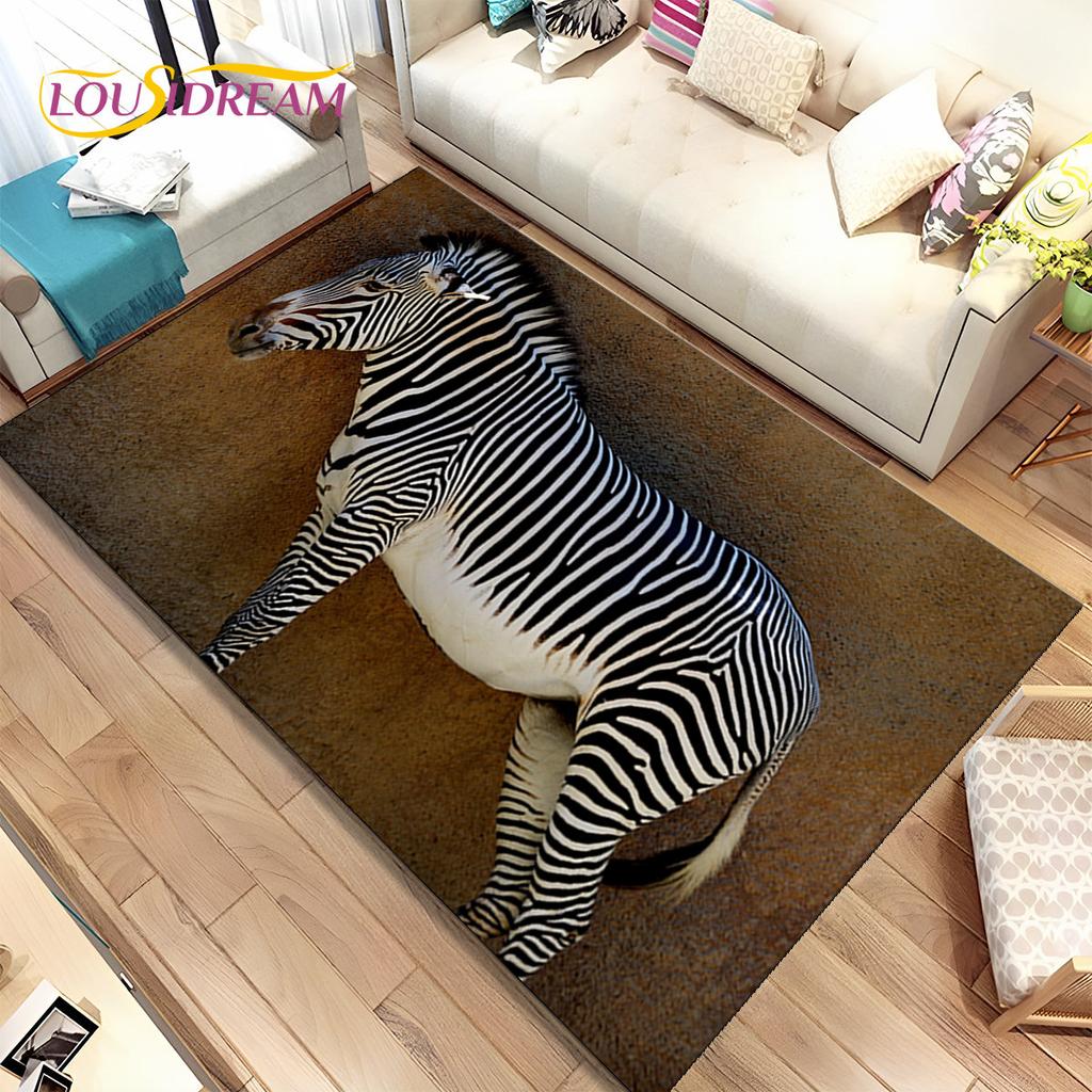Zebra Wild Animal  Area Rug Large,Carpet Rug for Living Room Bedroom Kitchen Doormat Decoration,Children Play Non-slip Floor Mat