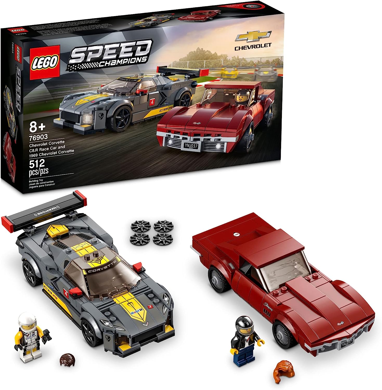 

LEGO Speed Champions Chevrolet Corvette C8.R Race Car and 1969 Chevrolet Corvette 76903 Building Kit; New(512 Pieces)