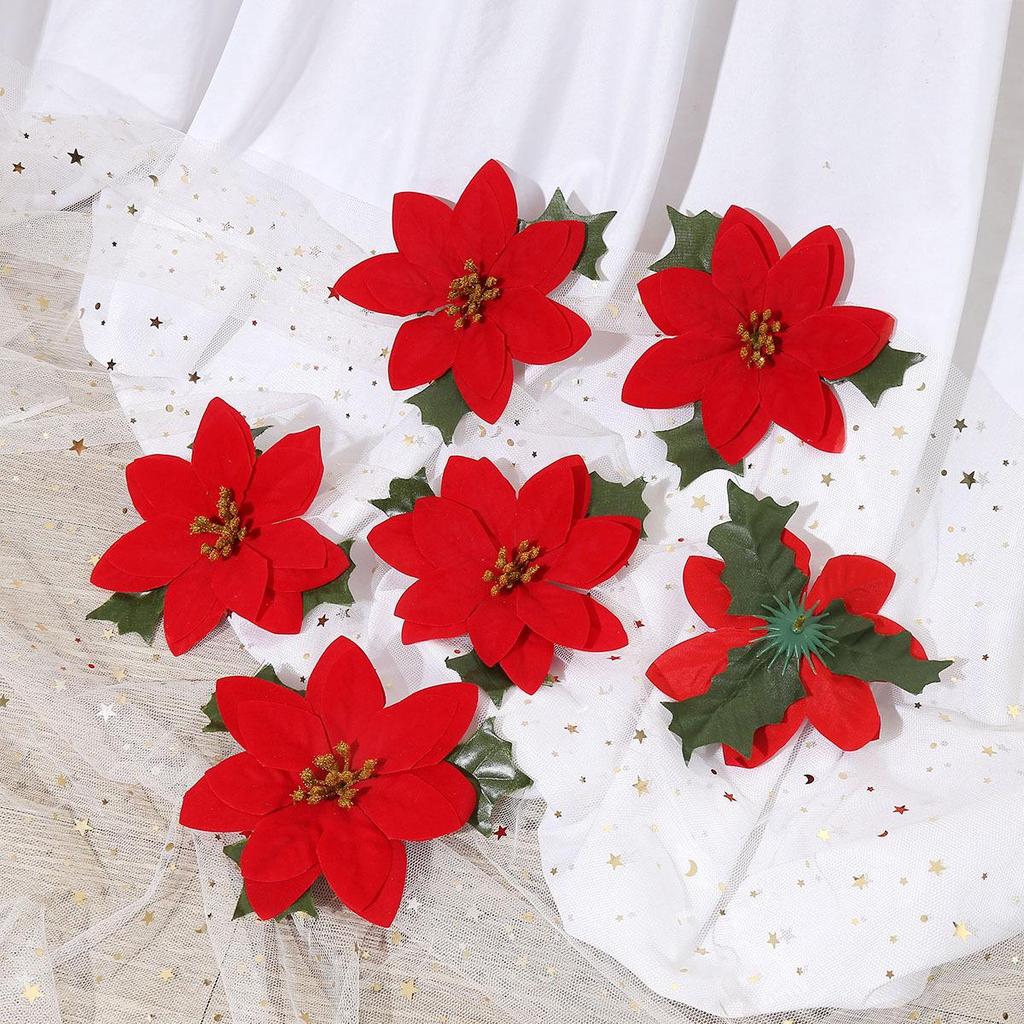 Červená a zelená umělá vánoční květinová dekorace