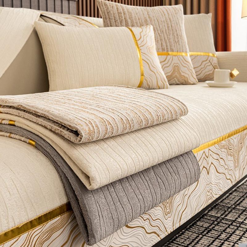 Light Luxury Non Slip Sofa Cover Fabric Straight Row One-Piece Sofa Cushion Cover Soft And Comfortable Suitable For All Seasons