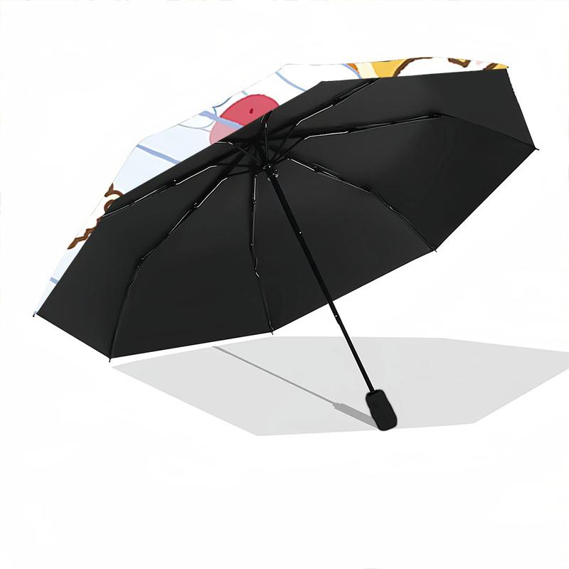 1pc Sanrio Characters Ice Cream Sundae with Automatic Opening Umbrella - Portable Folding Design, 8-Bone Iron Frame Outdoor Umbrella, Festival Gift Fo