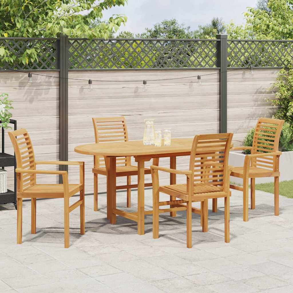 Garden Dining Set 5 pcs Brown Solid Teak Wood