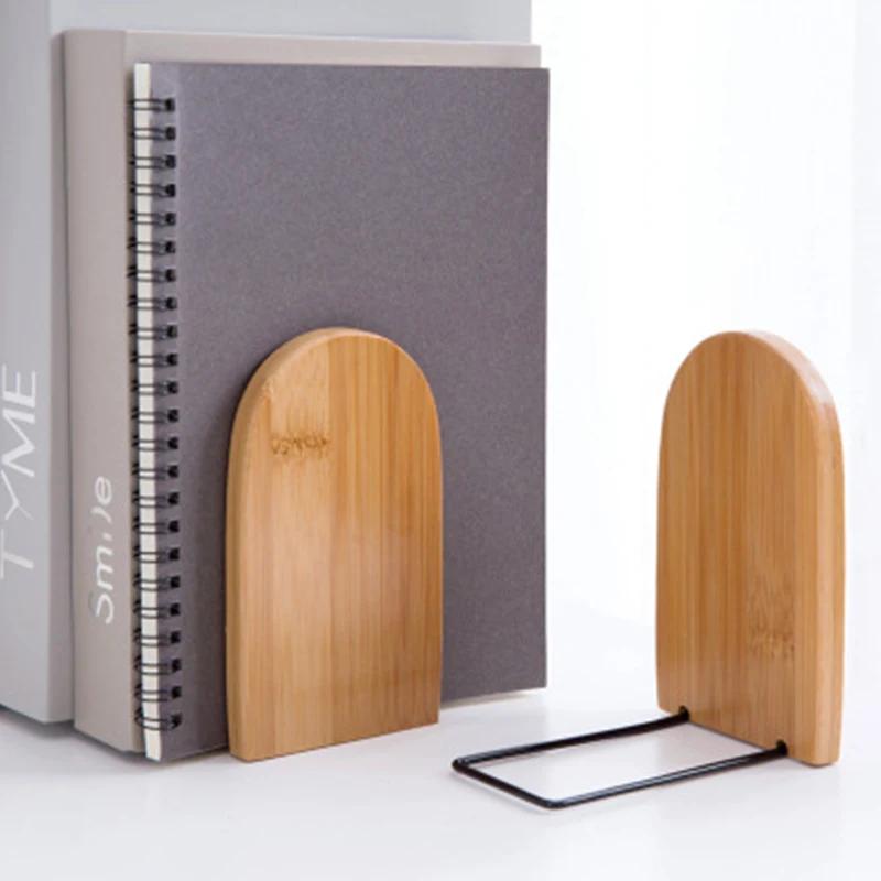 Nature Bamboo Desktop Organizer Bookends Book Ends Stand Holder Shelf Bookrack for use
