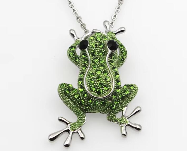 ZAKOL Luxury Green Crystal Frog Brooch Animal Brooches Pins For Women Dress Coat Accessories Jewelry Gift