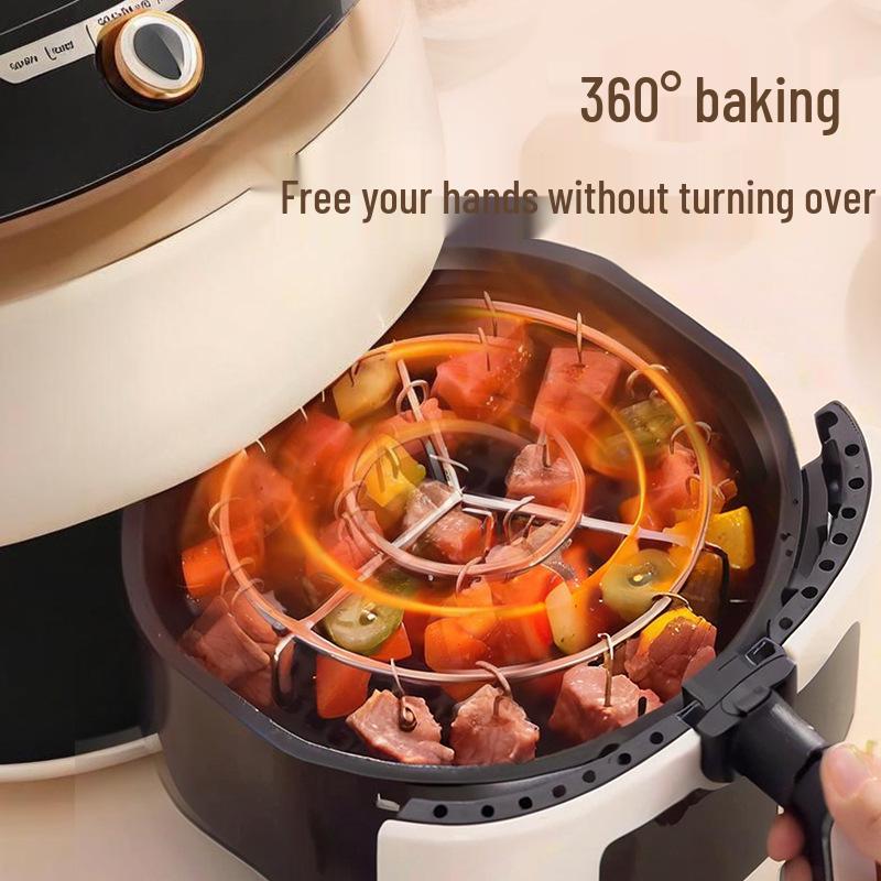 Stainless Steel Air Fryer Grill Rack with Hanging Skewers for Indoor/Outdoor Cooking