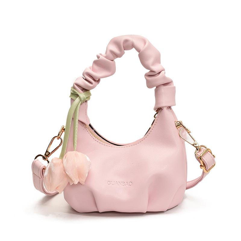 Tulip Sweet Decorative And Folded Design Solid Color Children Bag Shoulder
