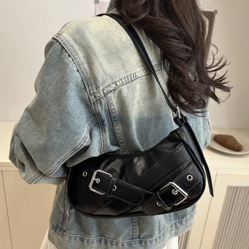 Y2K Vintage PU Leather Women Shoulder Bag Small Crossbody Bag Fashion Ladies Underarm Bag Clutch Purse and Handbag CLE