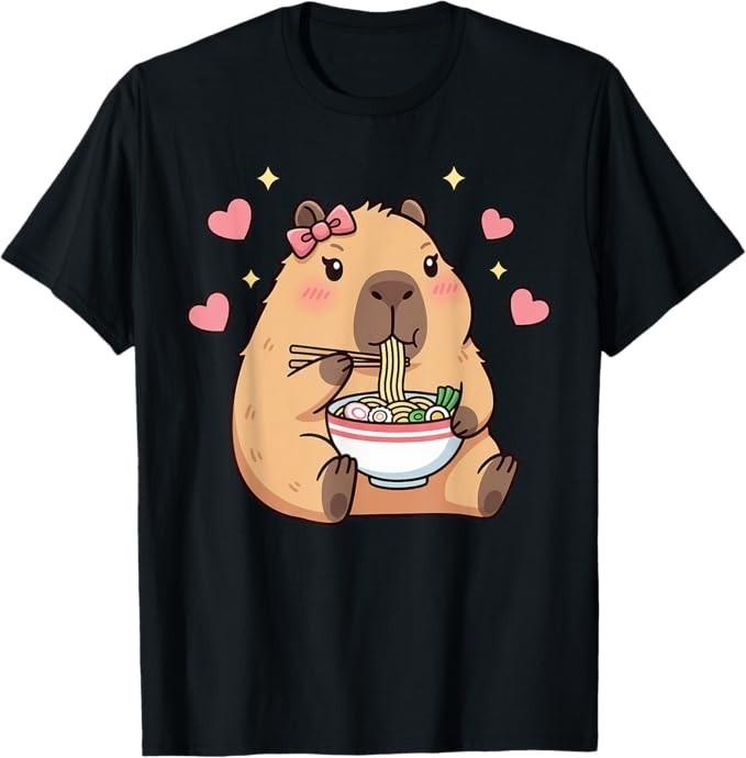 

Cute Girls Capybara Ramen Kawaii Tea Kawaii Capy Lover Kids T-Shirt 2XL