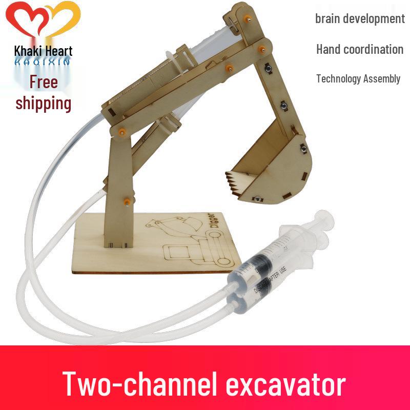 Wooden Hydraulic Excavator Model Kit for STEAM Learning and Science Experiments