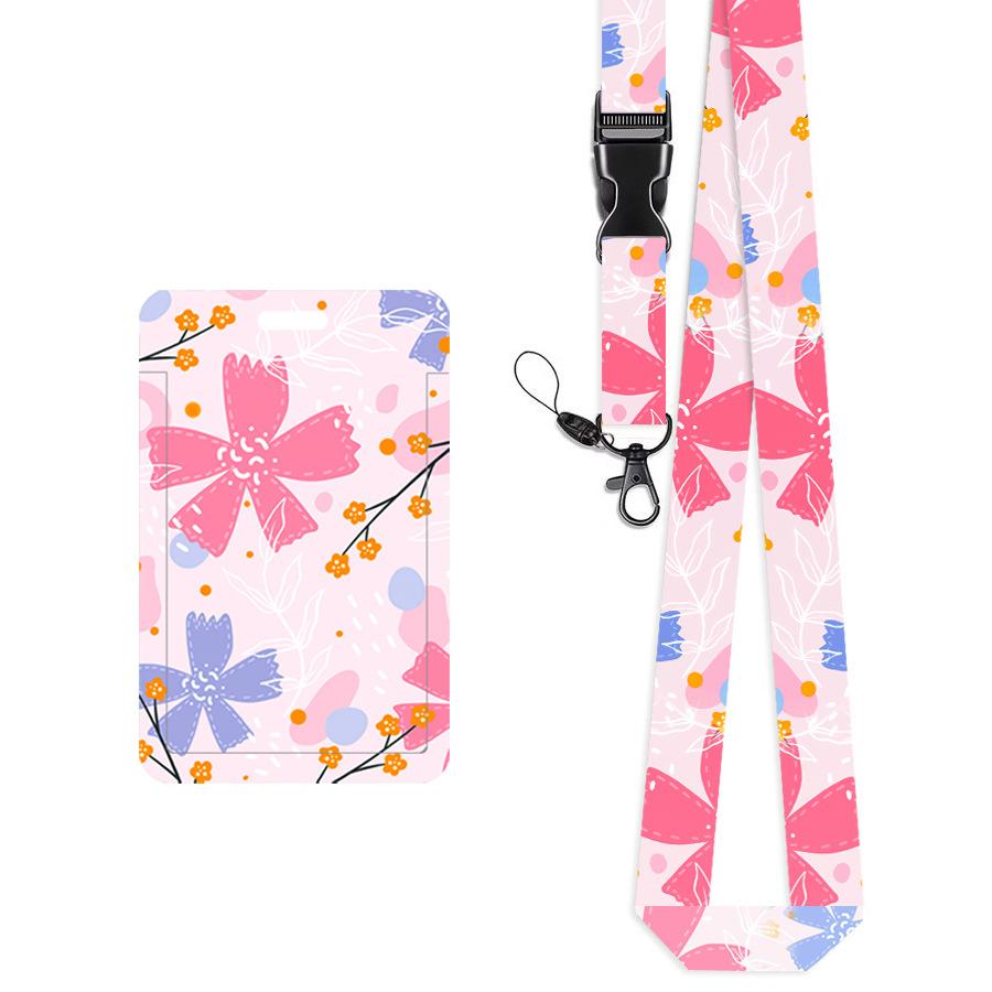 

Держатель для студенческого билета Держатель для ID-карты Принт Пряжка Шнурок с цветочным узором Card Holder with Lanyard