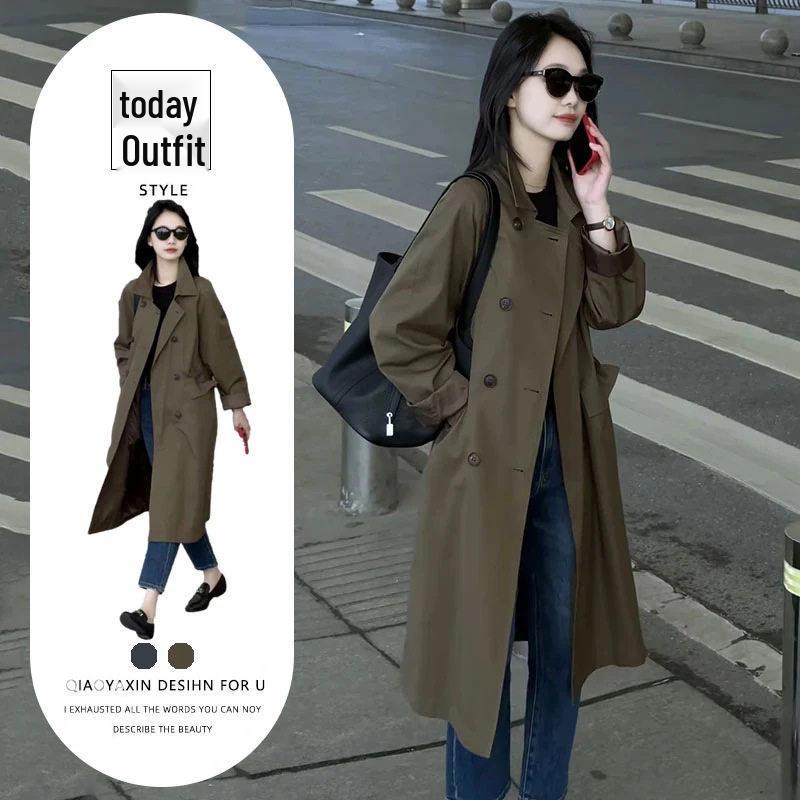 Niche Chic Korean Style Petite Mid-Length Women’s Windbreaker - Spring/Autumn New Arrival XL (115-125 lbs)