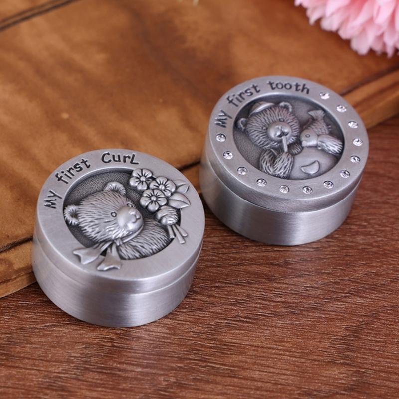Baby First Tooth Chest Holder Round Shaped Metal Artcraft Trinket