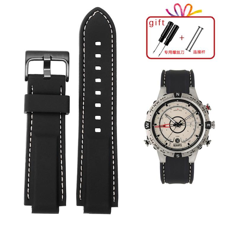 Dla mężczyzn Timex E-tide Compass T2N720 T2N721 TW2T76300 wodoodporny miękki pasek do zegarka z gumy silikonowej pasek z narzędziami Piny śrubowe