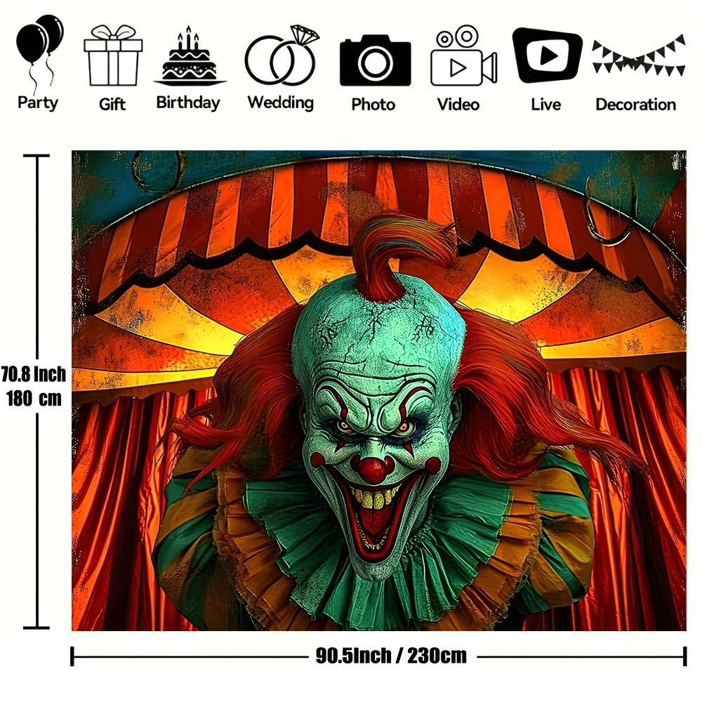 Horror Circus Theme Background: A Huge Evil Clown - Halloween Photography Background - Birthday Party Decoration