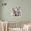 Healing Style Rabbit Wall Decoration Cartoon Sticker for Kids Room, Waterproof PVC Bunny Decal, Easy Peel And Stick Decor Art Nursery Bedroom