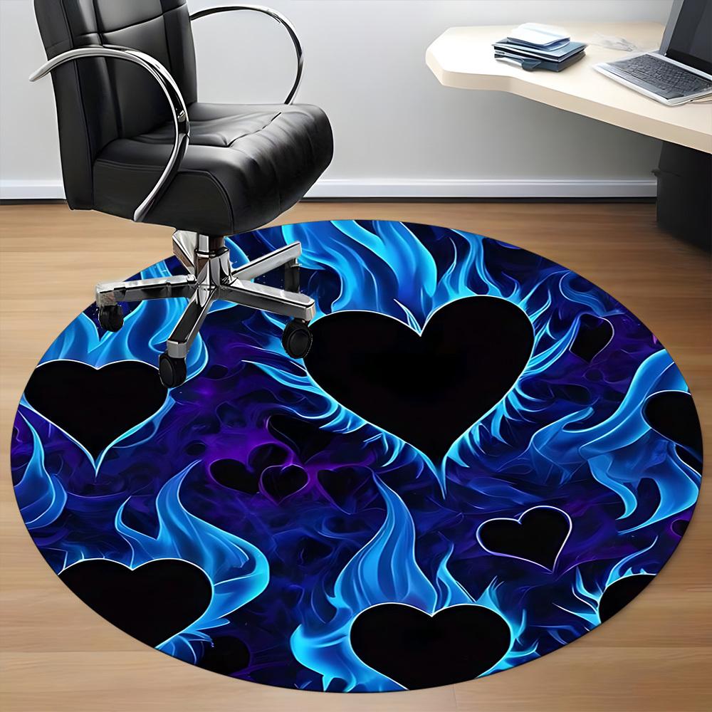 1pc Flame Hearts Office Round Area Rug, Indoor Mat Suitable ForOffice, Under Office Chairs Bedroom Living Room Home Decor T149