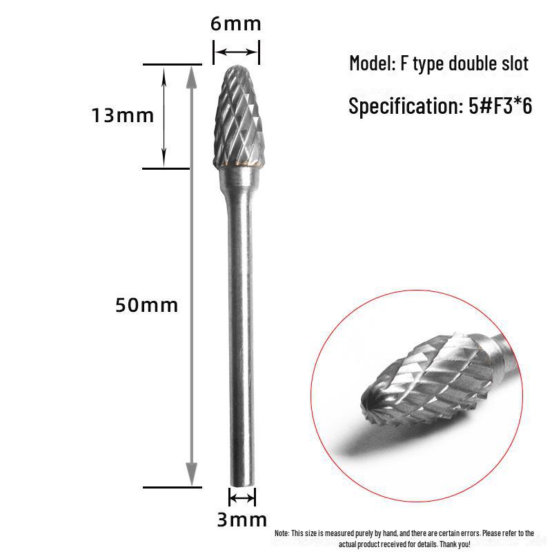 Tungsten Steel Grinding Head Carbide Rotary File for Metal Polishing, Wood Carving, Milling Cutter - 3x6mm