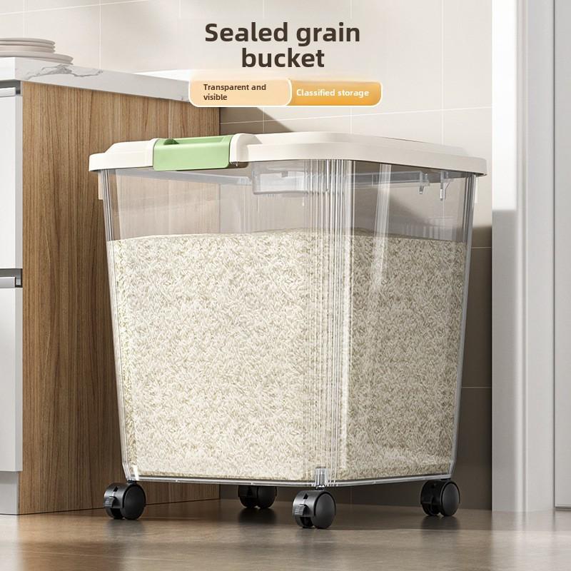Household Rice Bucket Insect-proof Moisture-proof Sealed Food Grade Storage Tank Rice Noodles Storage Tank Large Capacity Rice Bucket Box Wholesale