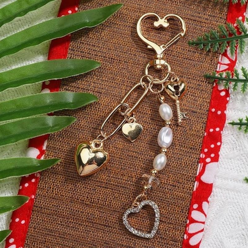 Perlen Herz Anhänger Schlüsselanhänger Zubehör stilvoll Legierung Freundschaft Schmuck Elegant Valentinstagsgeschenk Für Sie