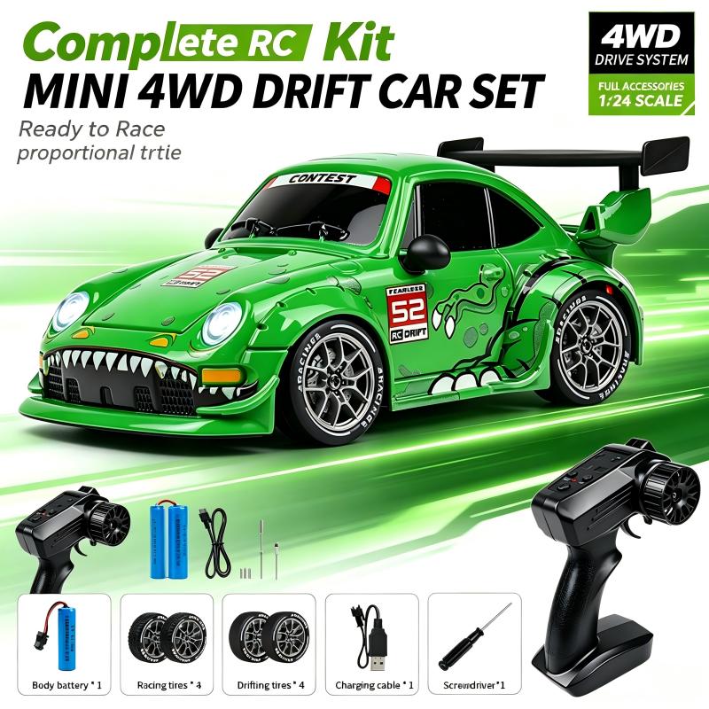 Portable Mini 1: 24 Speed 4-wheel Drive RC Drift Remote Control Car 2.4G Remote Control Racing Car Children Electric Toy Christmas Gift for Children