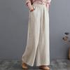 Frühlings- und Sommer-Literarische Baumwoll- und Leinenhosen Locker Große Größe Weiter Bein Hosen Hohe Taille Bodenlange Hosen Gerade Hosen Leinen Damen Hosen