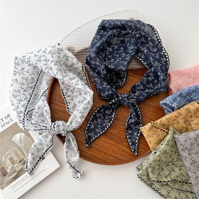 Simple Floral Scarves Triangle Headscarf Summer Outdoor Head Neck Sun Protective Scarf for Woman