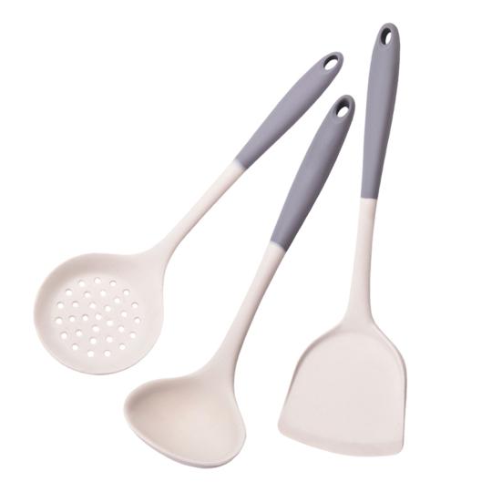 High Temperature Resistant Cooking Spoon Anti-Slip Handle Food Grade Silicone Non-Scratch Pot Protecting Spatula Soup Spoon Colander