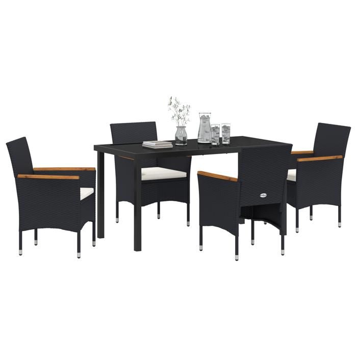 VidaXL Ensemble de jardin de 5 pièces en poly rotin noir 3379753