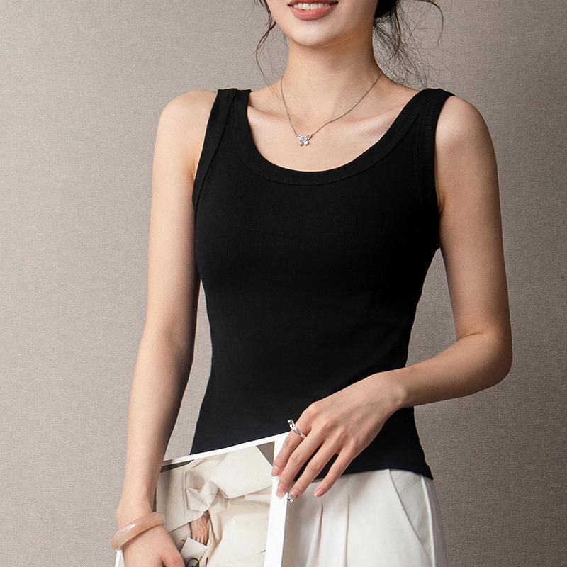 Spring-Summer Women s Macaron Camisole: 8 Colors, Slim-Fit, 260 Cotton, Ribbed Versatile Vest M (40-60 kg)