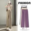 Women's Casual Ice Silk Pleated High-Waisted Pants - Summer Petite, Thin & Slimming Suit Pants