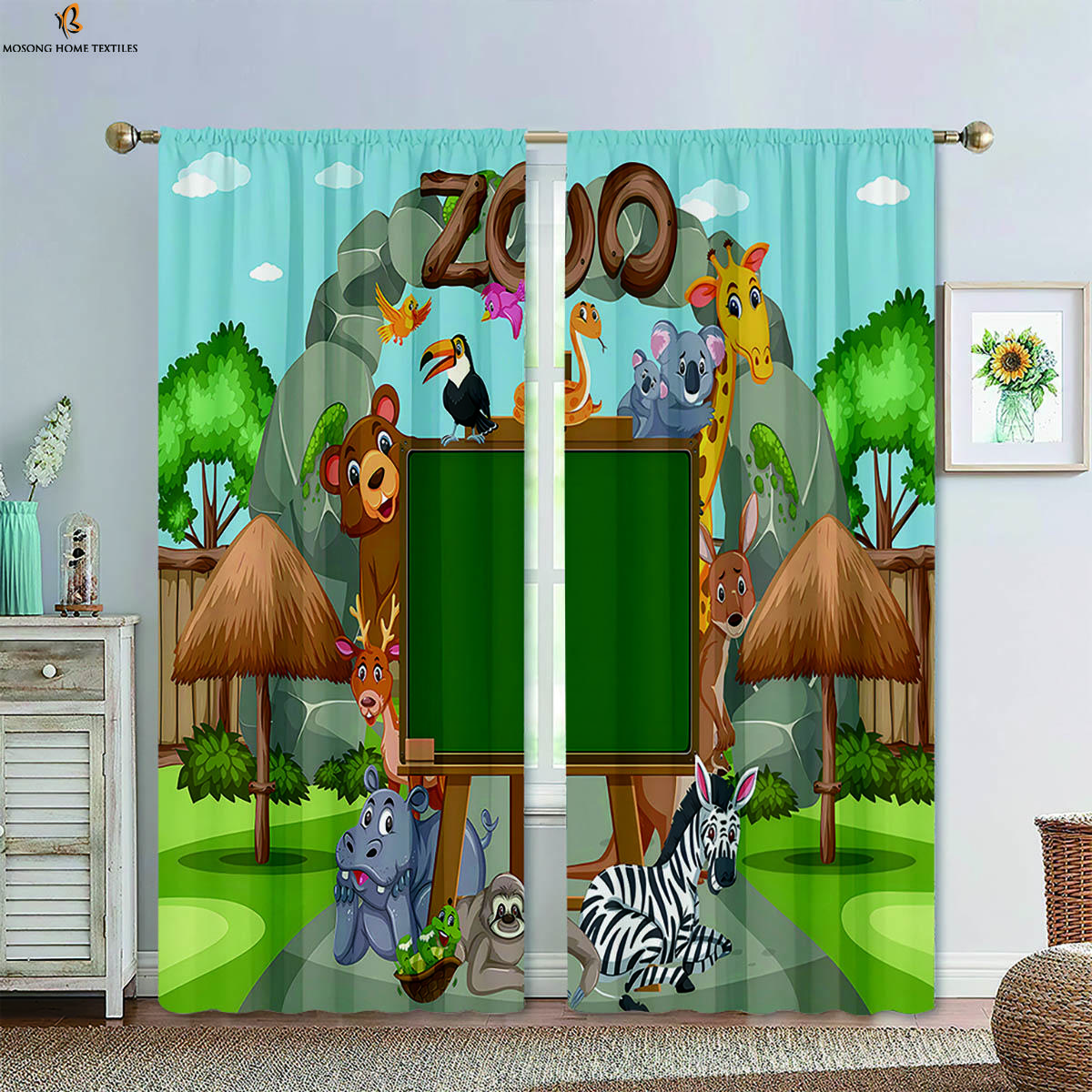 

Лесные животные мультфильм принтованные шторы детская комната спальня гостиная кухня шторы украшение дома 2 шт W50xH130(CM)x2PCS&Rod pocket