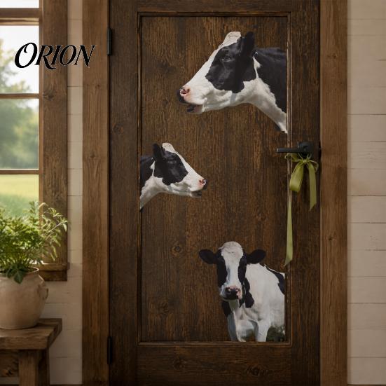 Waterproof PVC Wall Decor for Bathroom Realistic Milk Cow Stickers, Decal,3D Animal Door Decorative Murals Nursery Peel And Stick Art Home Bedroom