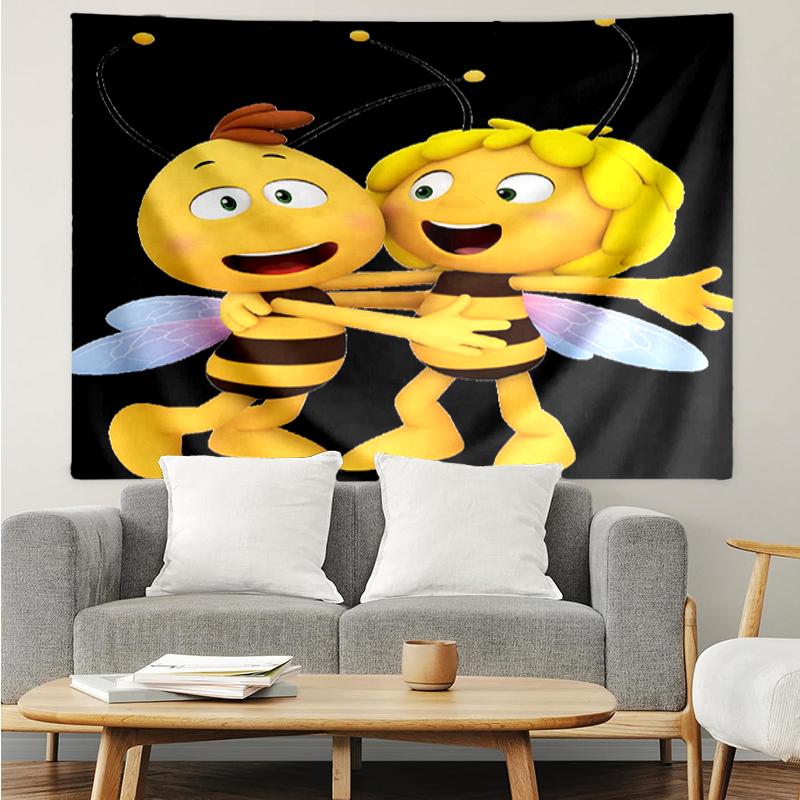 Maya the bee Print Tapestry, Backdrop, Easy Setup, Ideal for Bedroom, Office & Living Room, with Aesthetic Wall Hanging Decor.