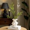 Nordic Minimalist White Textured Ceramic Vase 3D Wave Pattern Tabletop Decor Flower Vase for Living Room Bedroom Dried Flowers