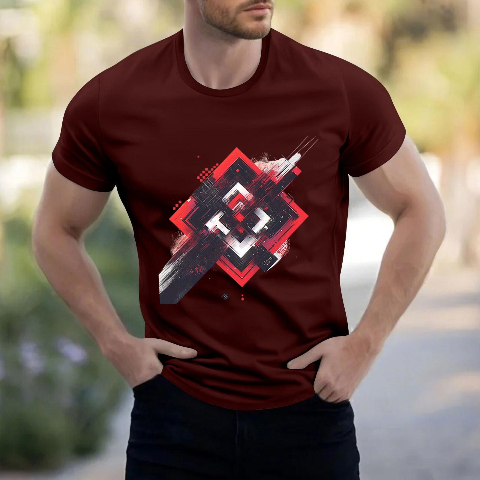 

Мужская рубашка с воротником-стойкой и коротким рукавом, свободная рубашка для отдыха и отдыха, мужская S винный