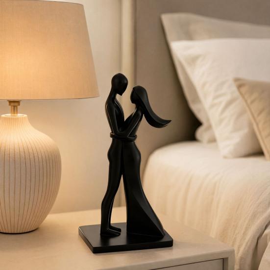 Couple Figurine, 3D Printed Hugging Couple Statue, Modern Romantic Sculpture for Living Room, Bedroom, Office, Shelf, Table Decor