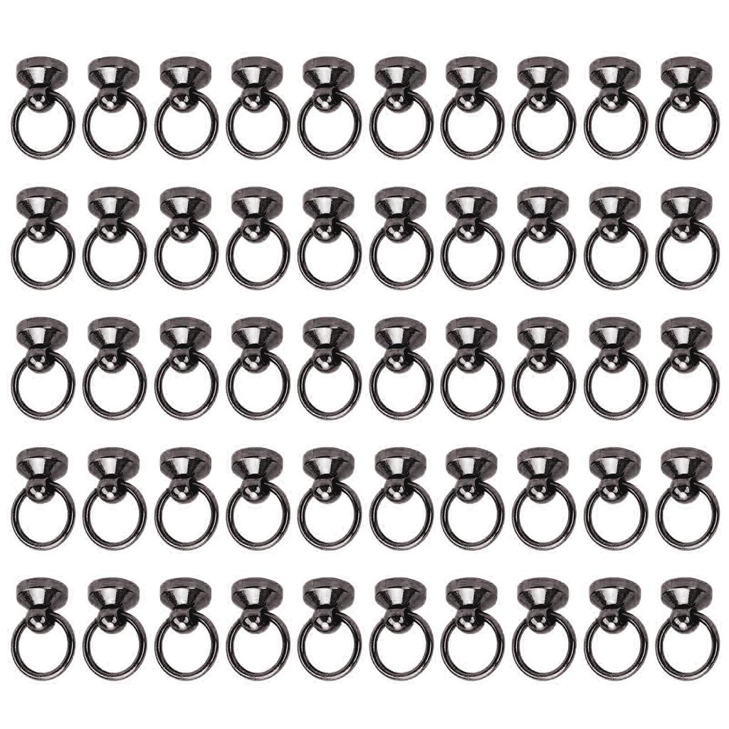 50 Sets Pull Ring Rivet 10x9mm Zinc Alloy Screwback Round Head Rivets with 5.5mm Iron Screws for Phone Case Belt Bag
