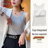 Langsha Women's Ribbed Camisole with Built-in Bra - 10A Antibacterial