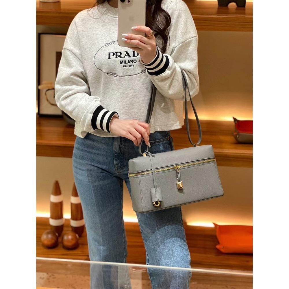 LP27 Bag, Lunch Box Bag, Palm Pattern Cowhide Women's 2023 Autumn and Winter New Temperament Portable Shoulder Crossbody Cosmetic Bag