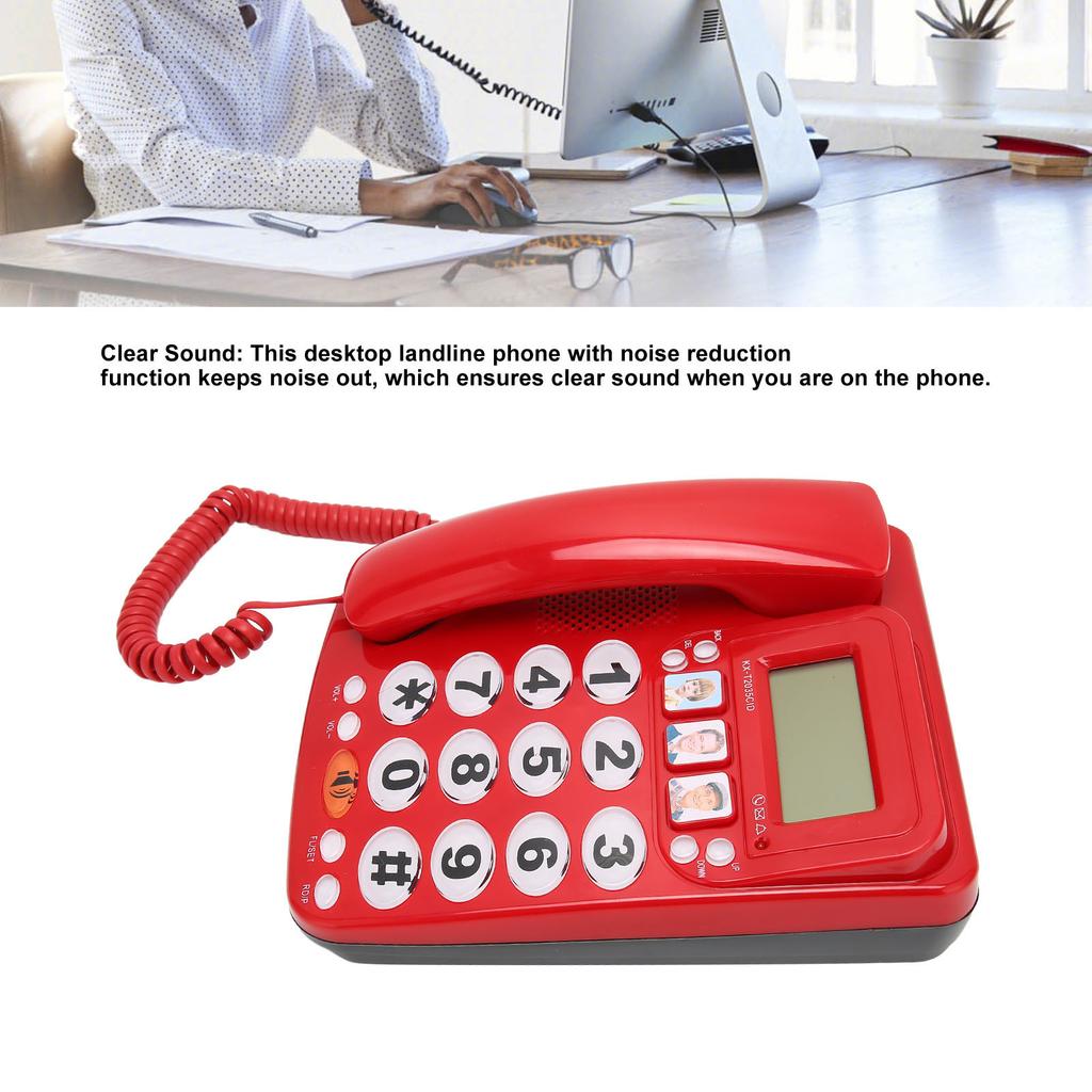 Corded Phone Dual Port Clr Sound Last Number Function Volume Desktop Landline Phone