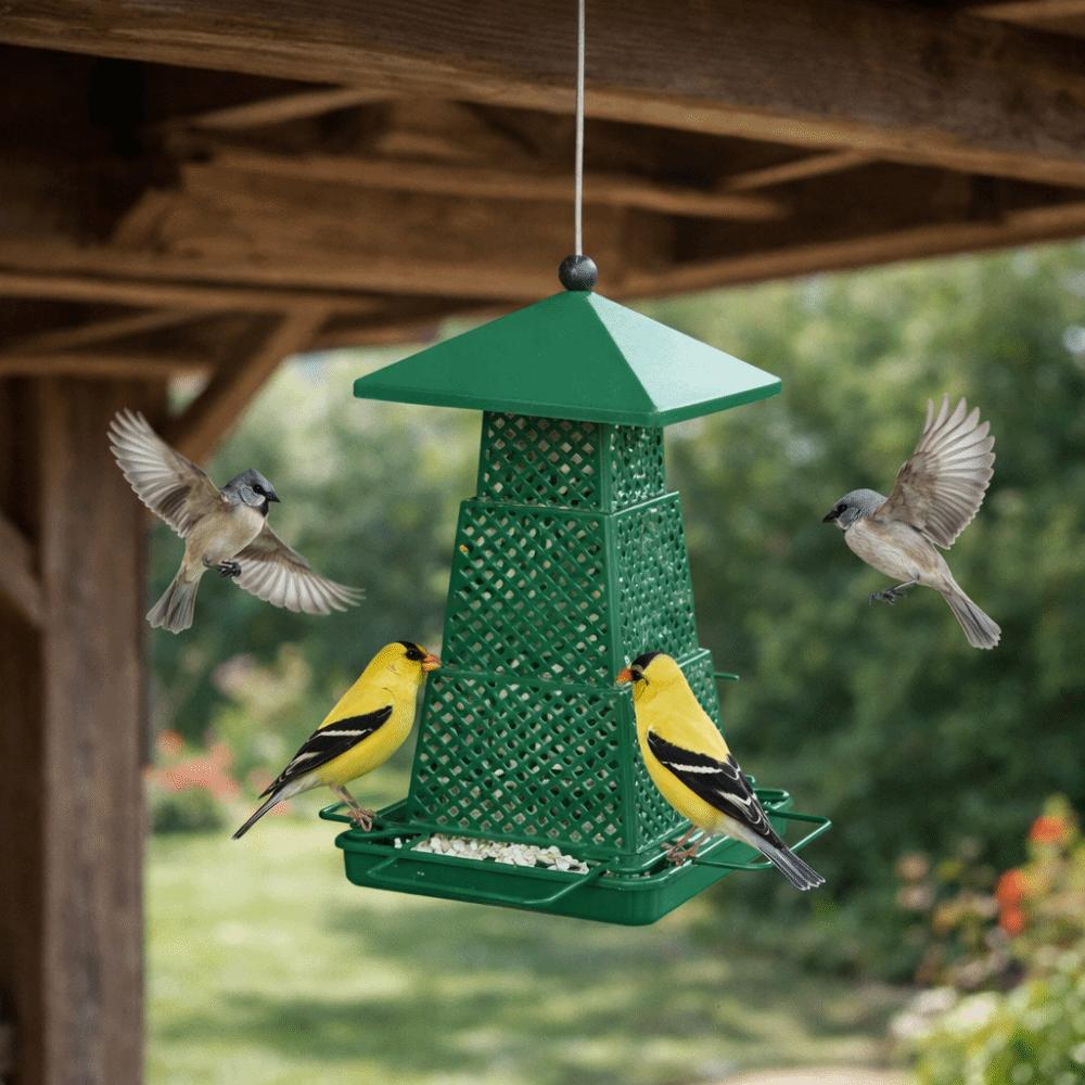 Windproof Wild Bird Feeder Large Capacity Folding Bird Food Dispenser with Hang Rope Multi-purpose Hanging Bird Feeder Tree