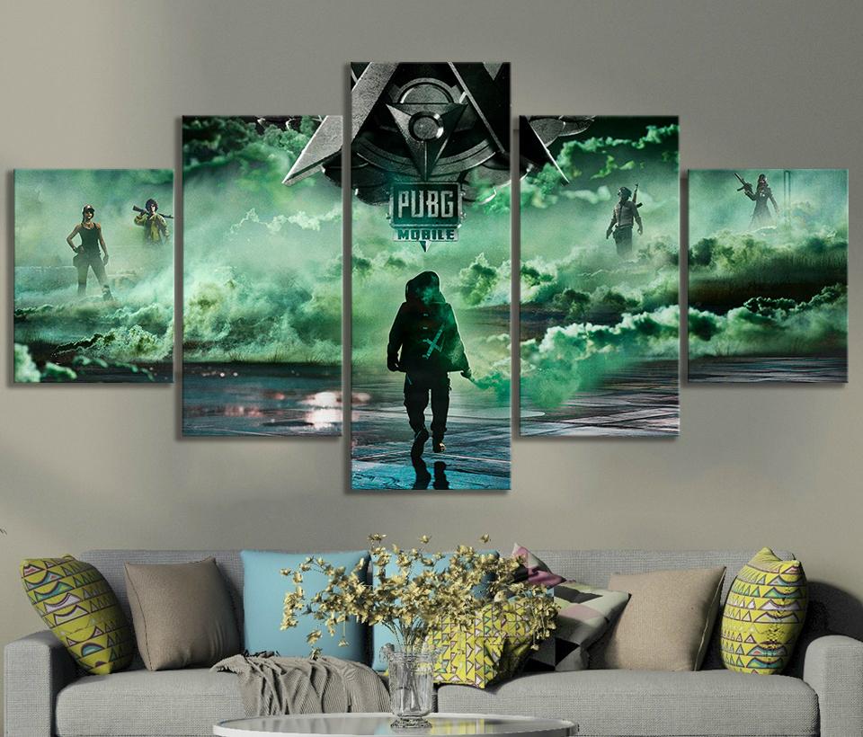 

5pcs Pubg Mobile Game Poster Wall Art Decor Modular Picture Gamer Canvas Paintings For Living Room Decoration Posters And Prints 20x35 20x45 20x55cm
