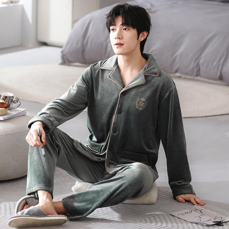 

Pajamas Men S Autumn And Winter Island Fleece Fleece Spring And Autumn Coral Fleece Thin Homewear Set L